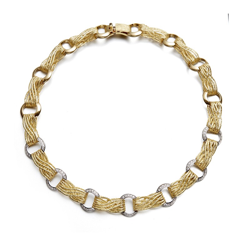 18K Woven Diamond Link Necklace